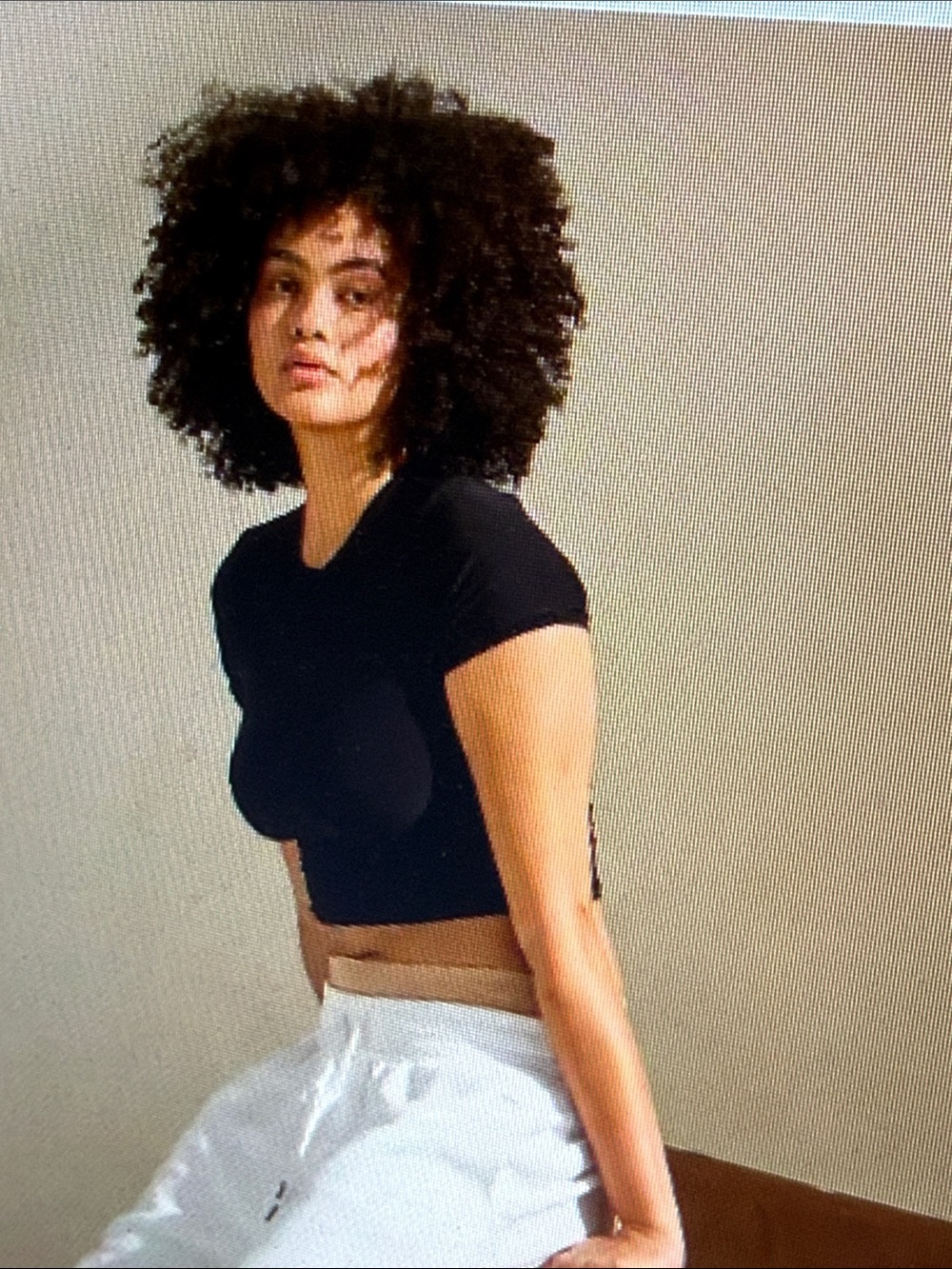 Aerie Smoothez  Blk Crewneck Stretch Buttery Soft Molds to the Body Crop Top L